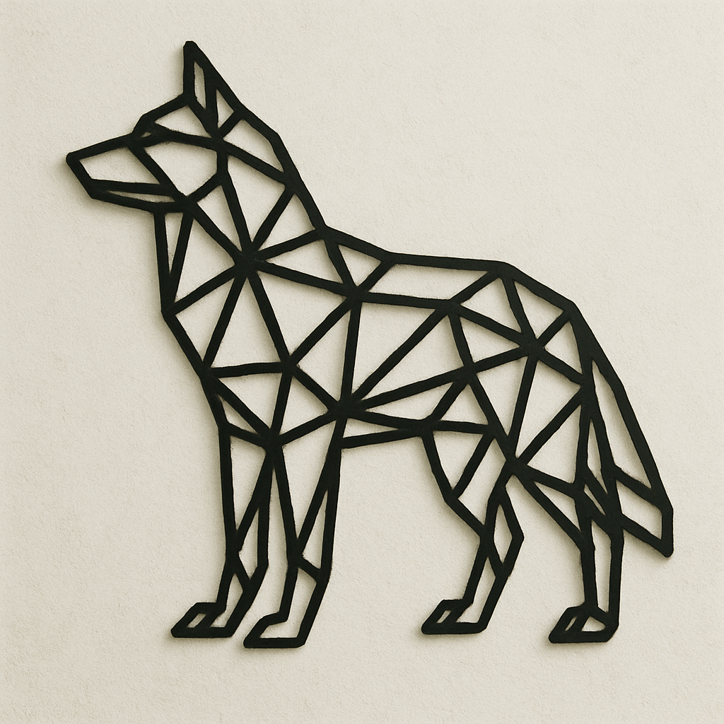 Geometric Wolf Wall Art – Laser Cut Wooden Wilderness Decor