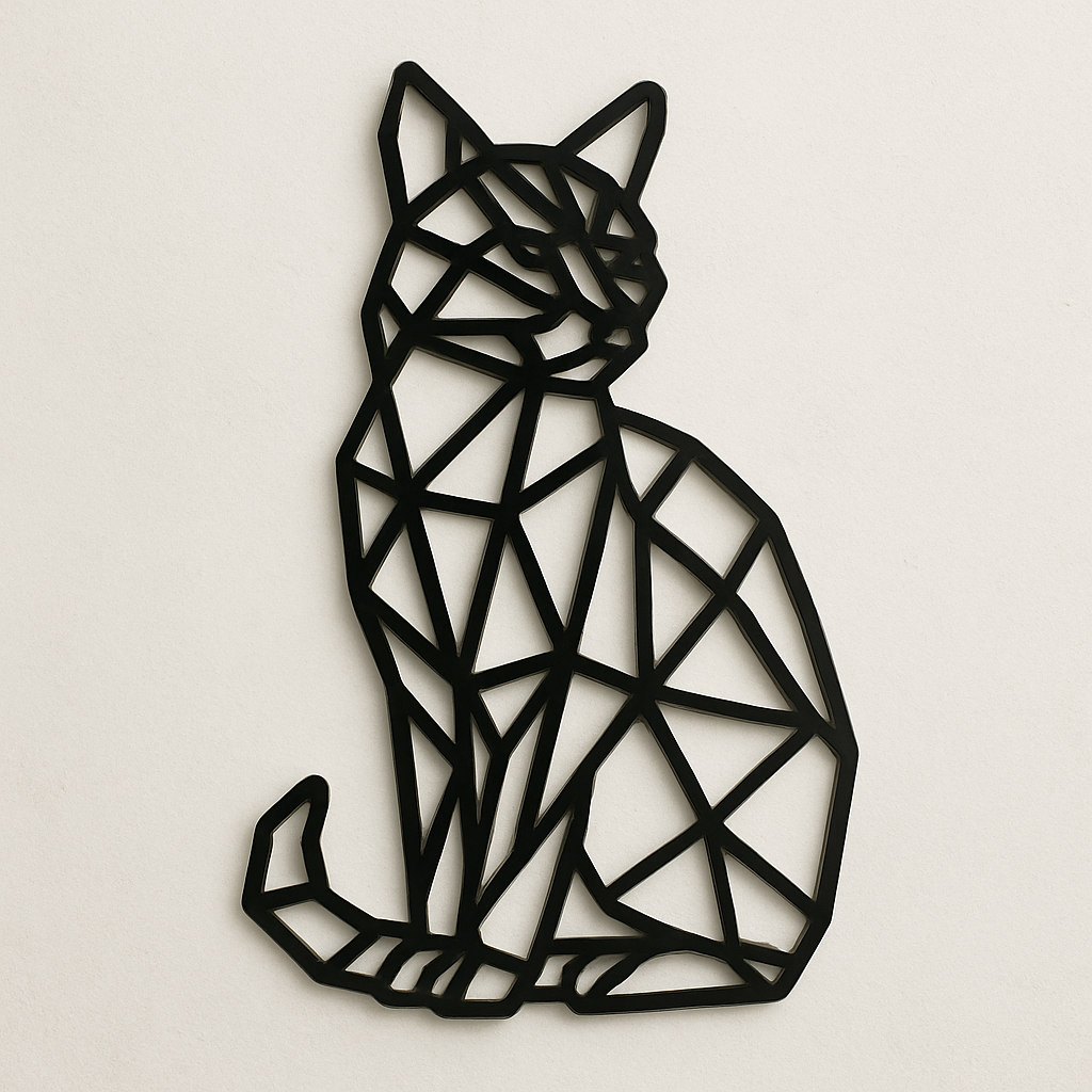 Geometric Cat Wall Art – Laser Cut Wooden Decor