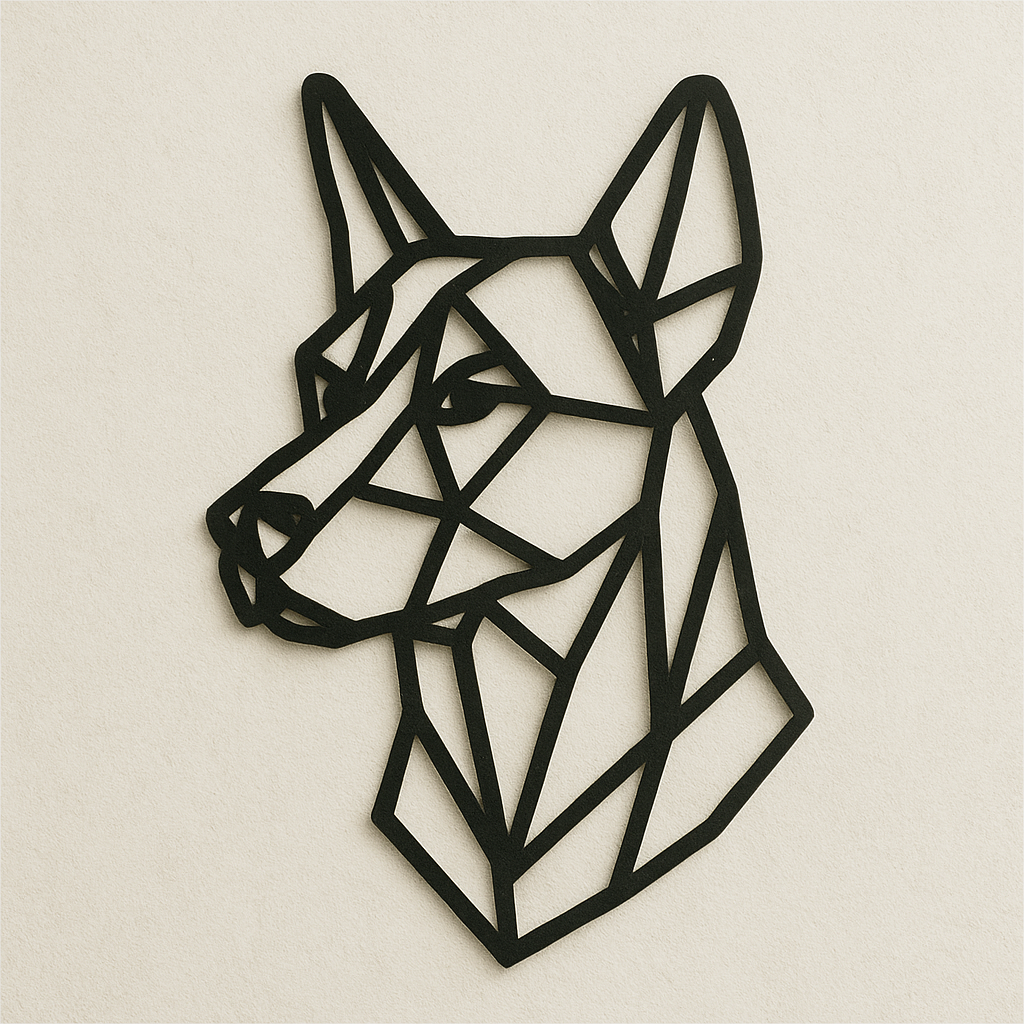 Geometric Dog Wall Art – Laser Cut Wooden Canine Silhouette