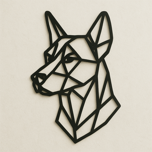 Geometric Dog Wall Art – Laser Cut Wooden Canine Silhouette