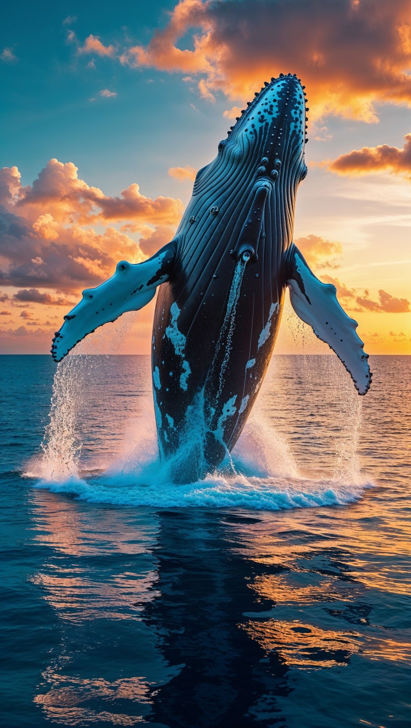 Majestic Whale Breach at Sunset