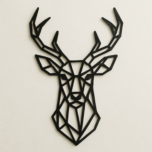 Geometric Deer Head Wall Art – Laser Cut Wooden Design