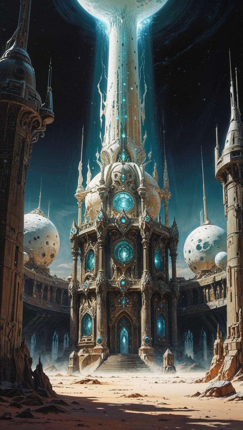 Celestial Arcane Tower – Sci-Fi Fantasy Palace Art