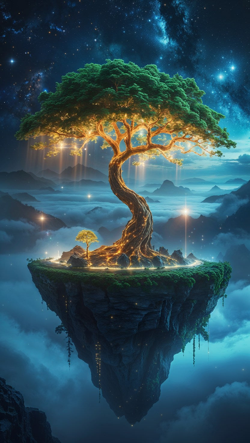 The Tree of Realms – Floating Island Fantasy Art