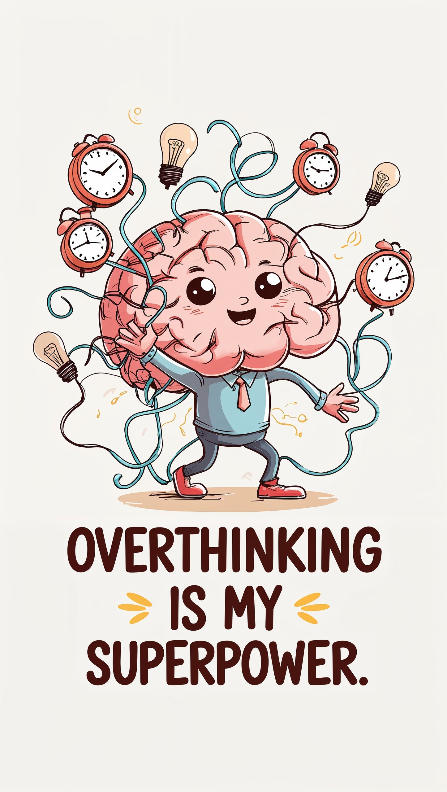 Overthinking Is My Superpower – Cute Brain Character Poster