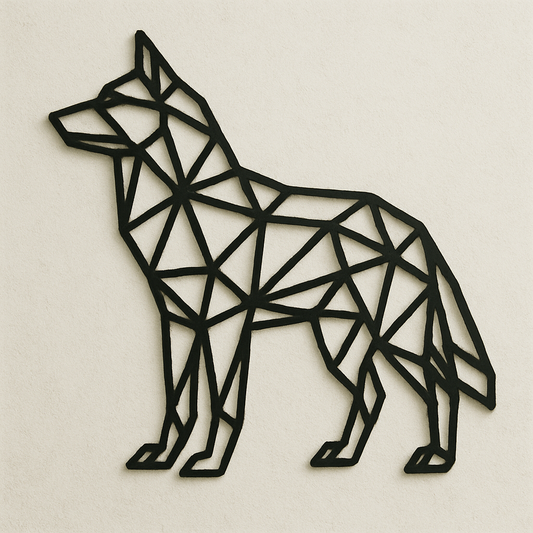 Geometric Wolf Wall Art – Laser Cut Wooden Wilderness Decor
