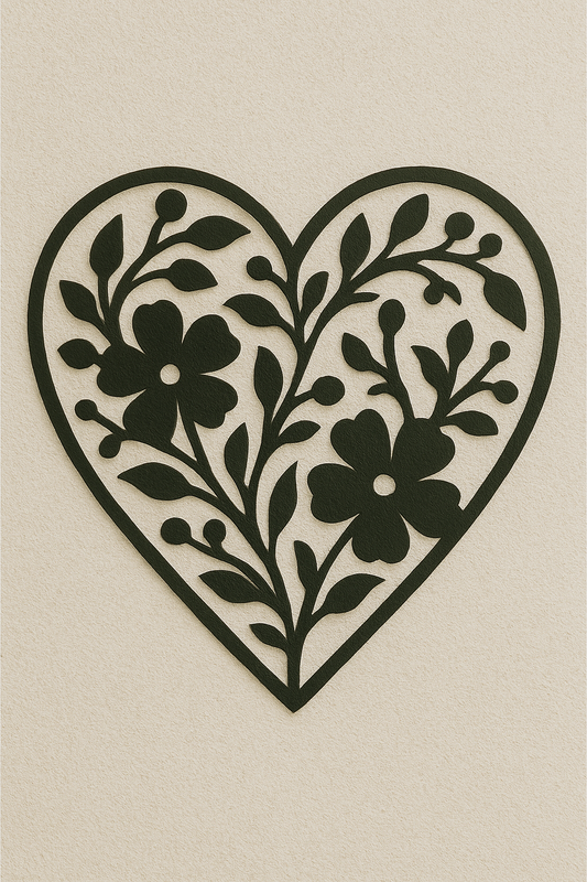 Floral Heart Wall Art – Laser Cut Wooden Love & Nature Decor