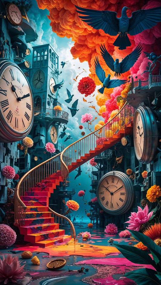 Timeless Bloom – A Surreal Dance Through Space and Memory