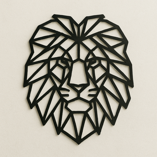 Geometric Lion Wall Art – Laser Cut Wooden King of the Jungle Decor
