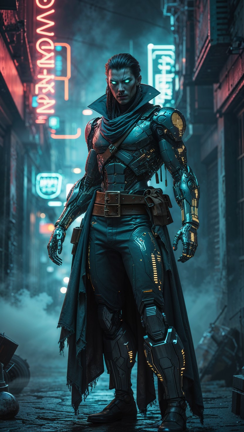 Cyberpunk Shadow Warrior – Futuristic Neon Samurai Art